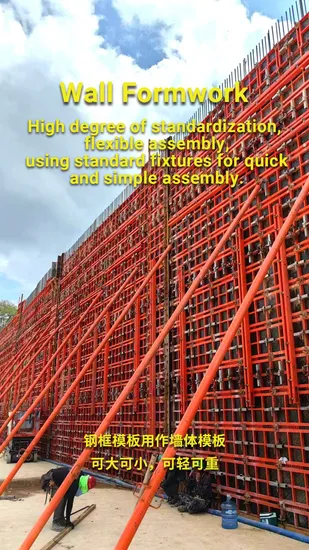 Fineform Q235 Steel Frame Film Faced Plywood Concrete Wall Formwork for Construction 